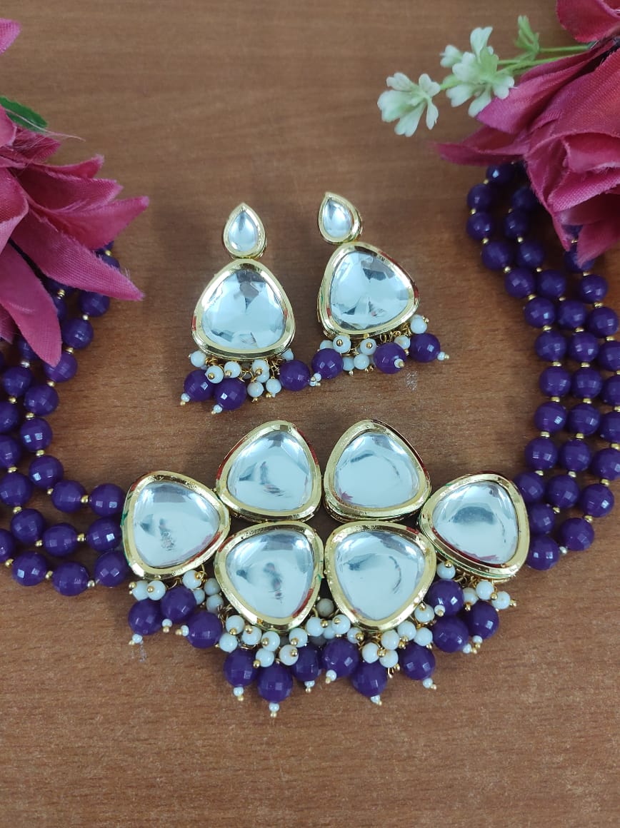 Dabi Kundan Back Meena Work Necklace Set Catalog
